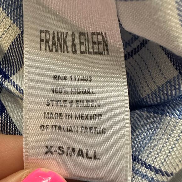 Frank & Eileen Relaxed Button-Up Shirt Blue Plaid Modal Women's Size XS - Picture 7 of 8